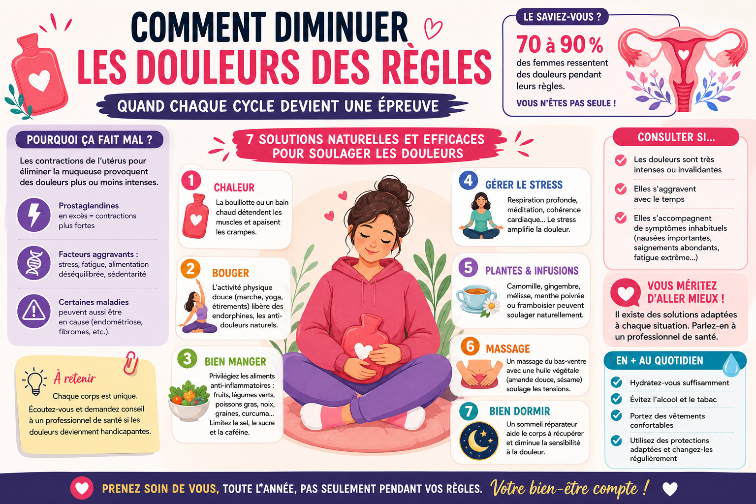 Infographie : Comment diminuer les douleurs des règles quand chaque cycle devient une épreuve