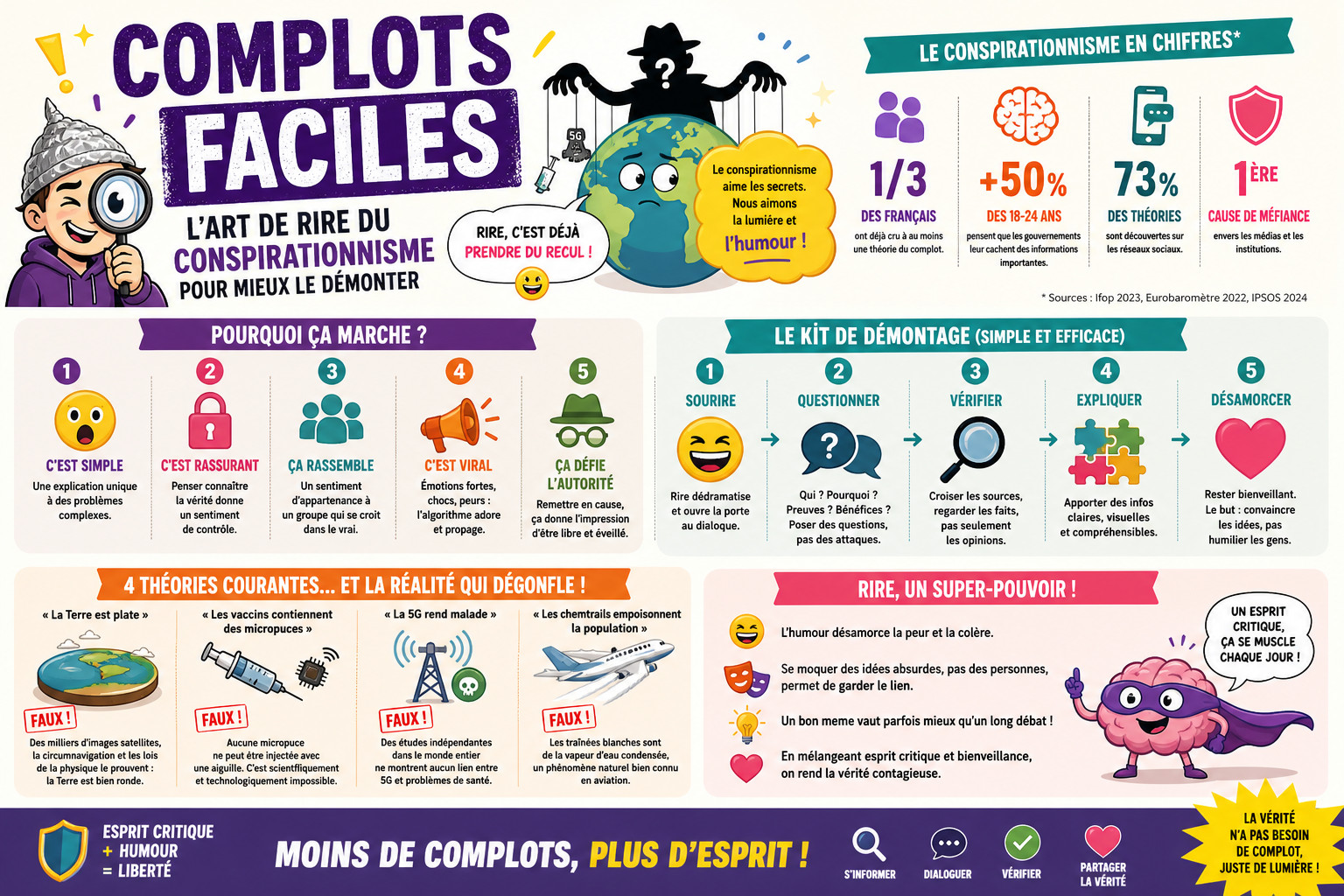 Infographie : Complots faciles, l'art de rire du conspirationnisme pour mieux le démonter